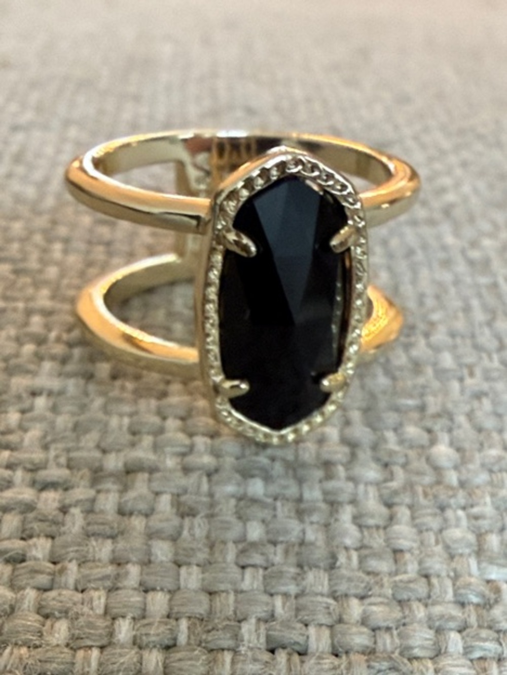 Kendra Scott Gold Double-Band Ring with Black Oval Stone